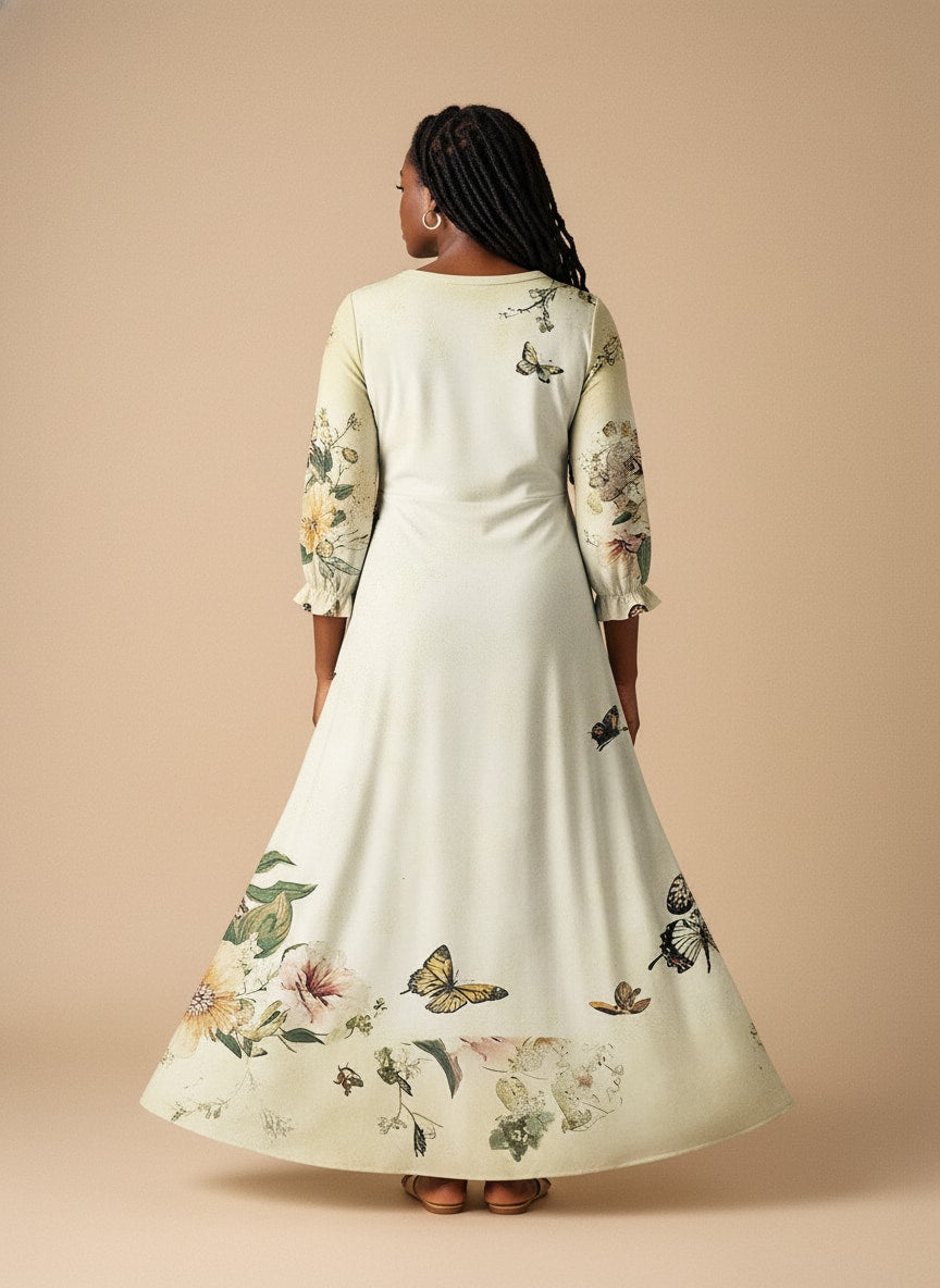 Gorgeous Black Queen Long Sleeve Maxi Dress