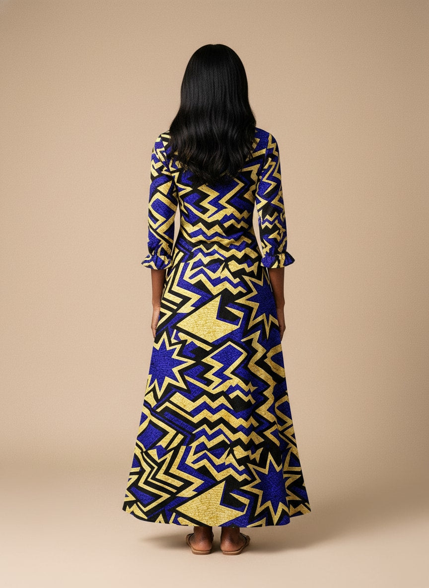 Royal Blue Sheba Long Sleeve Maxi Dress