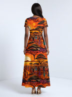 "Kijiji" Short Sleeve Maxi Dress