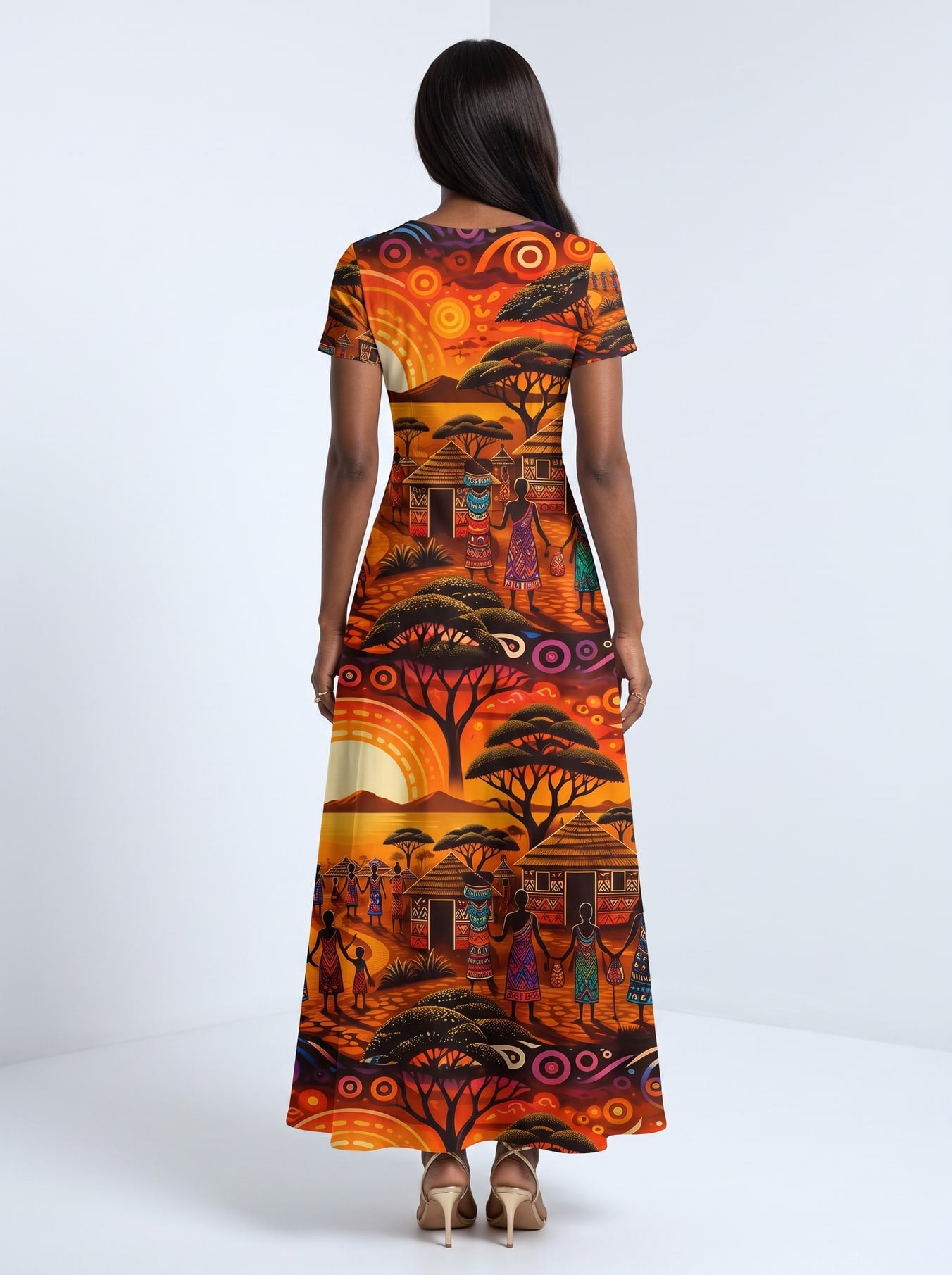 "Kijiji" Short Sleeve Maxi Dress
