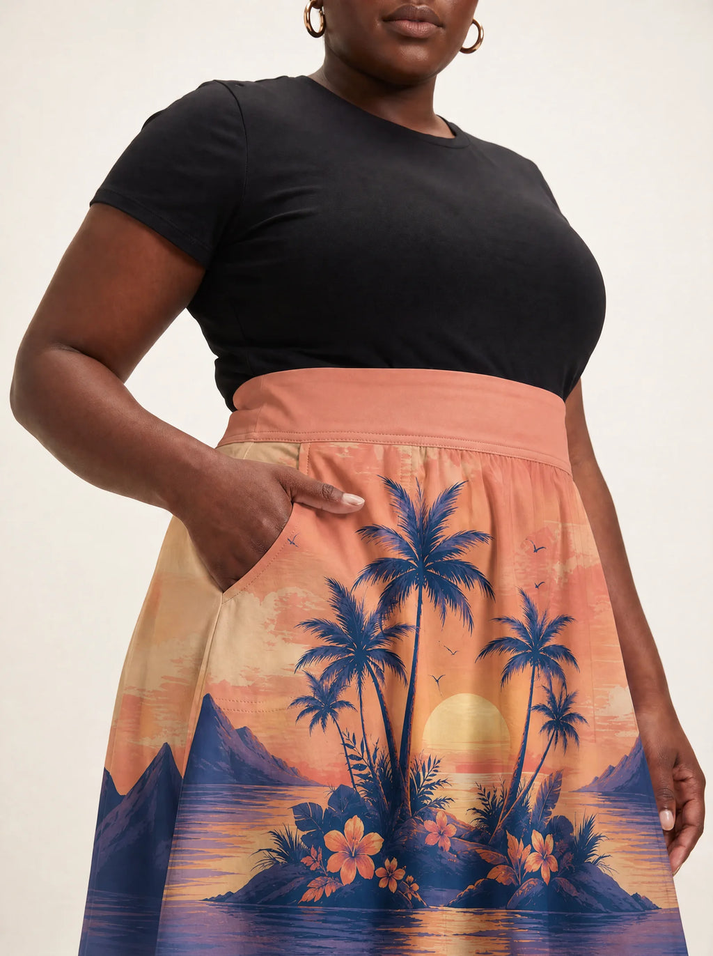 "Machweo" Twirl Skirt — waistband and pocket close-up
