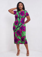 "Mzabibu" Sweetheart Midi Dress — three-quarter view on model