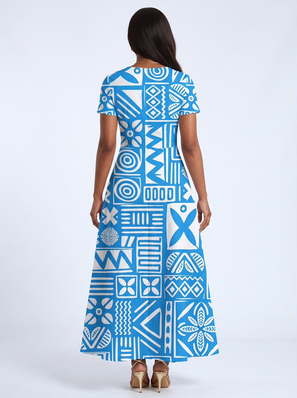 "Anga" Short Sleeve Maxi Dress