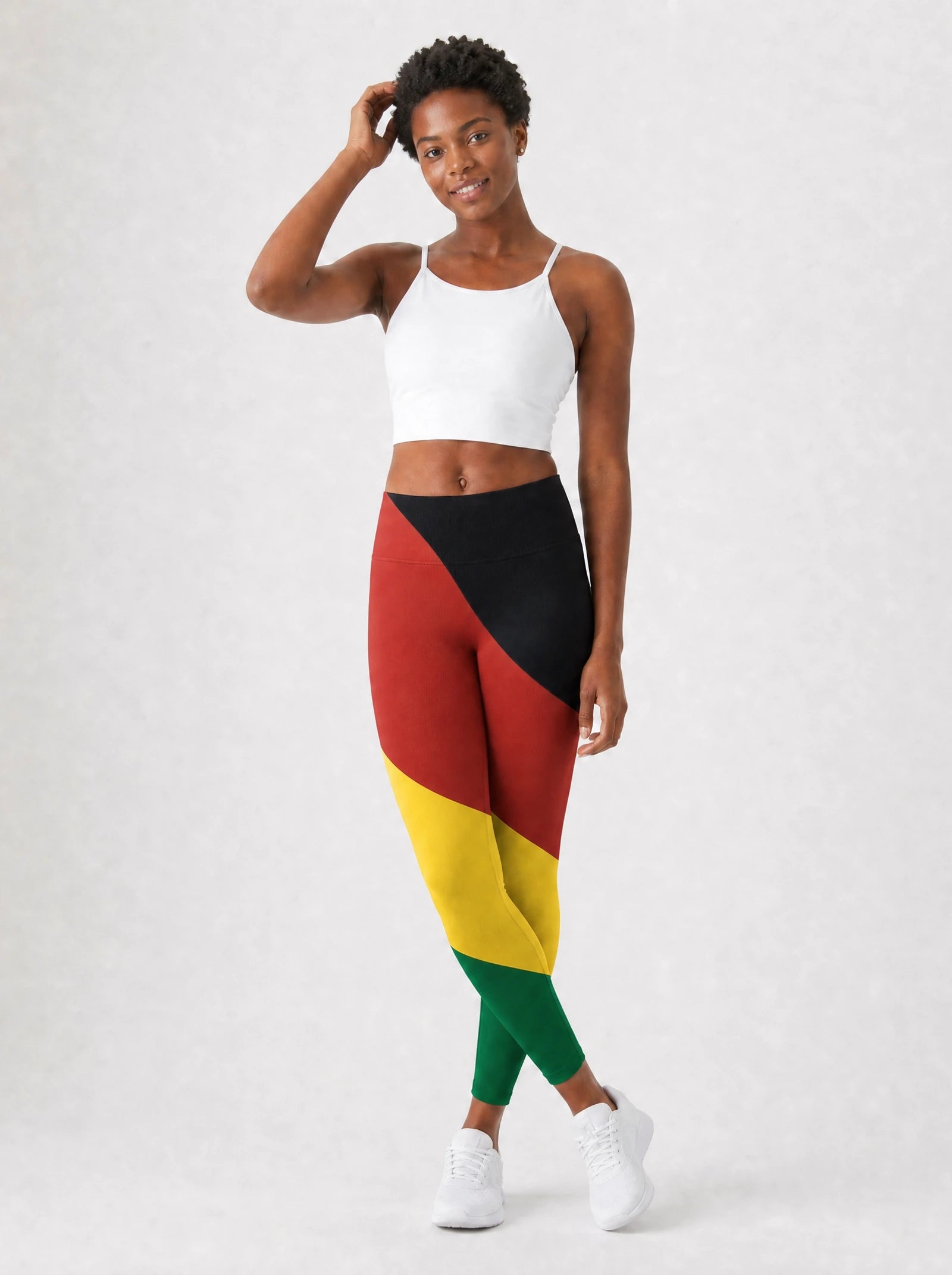 Black History Leggings — full body view on model