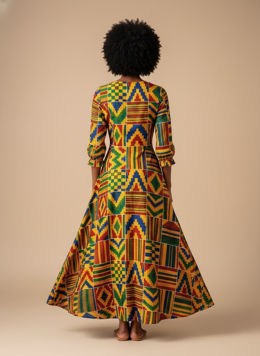 "Kumasi" Long Sleeve Maxi Dress