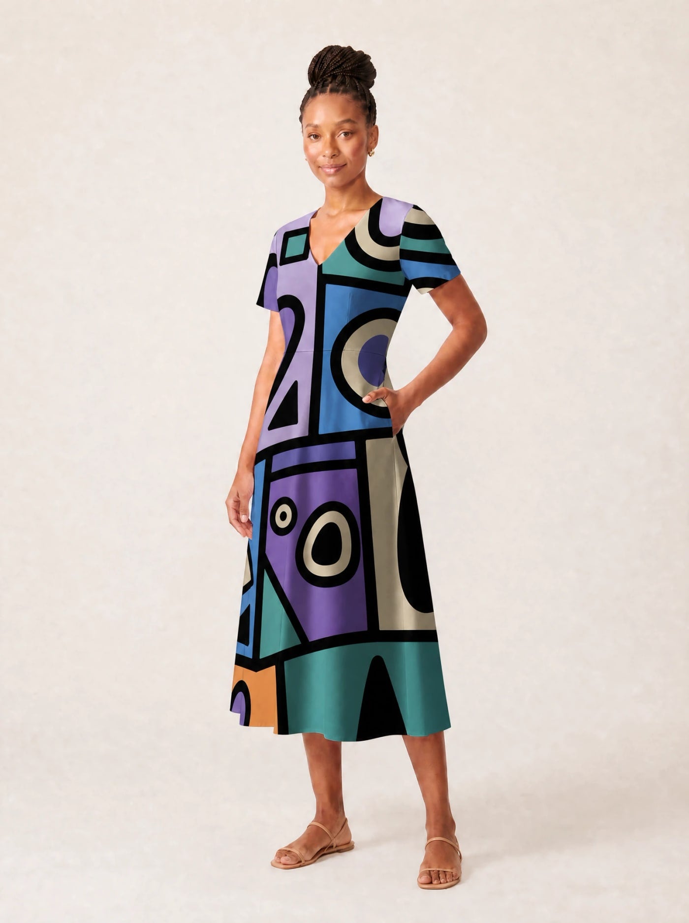 "Sanaa" V Neck Midi Dress Promo