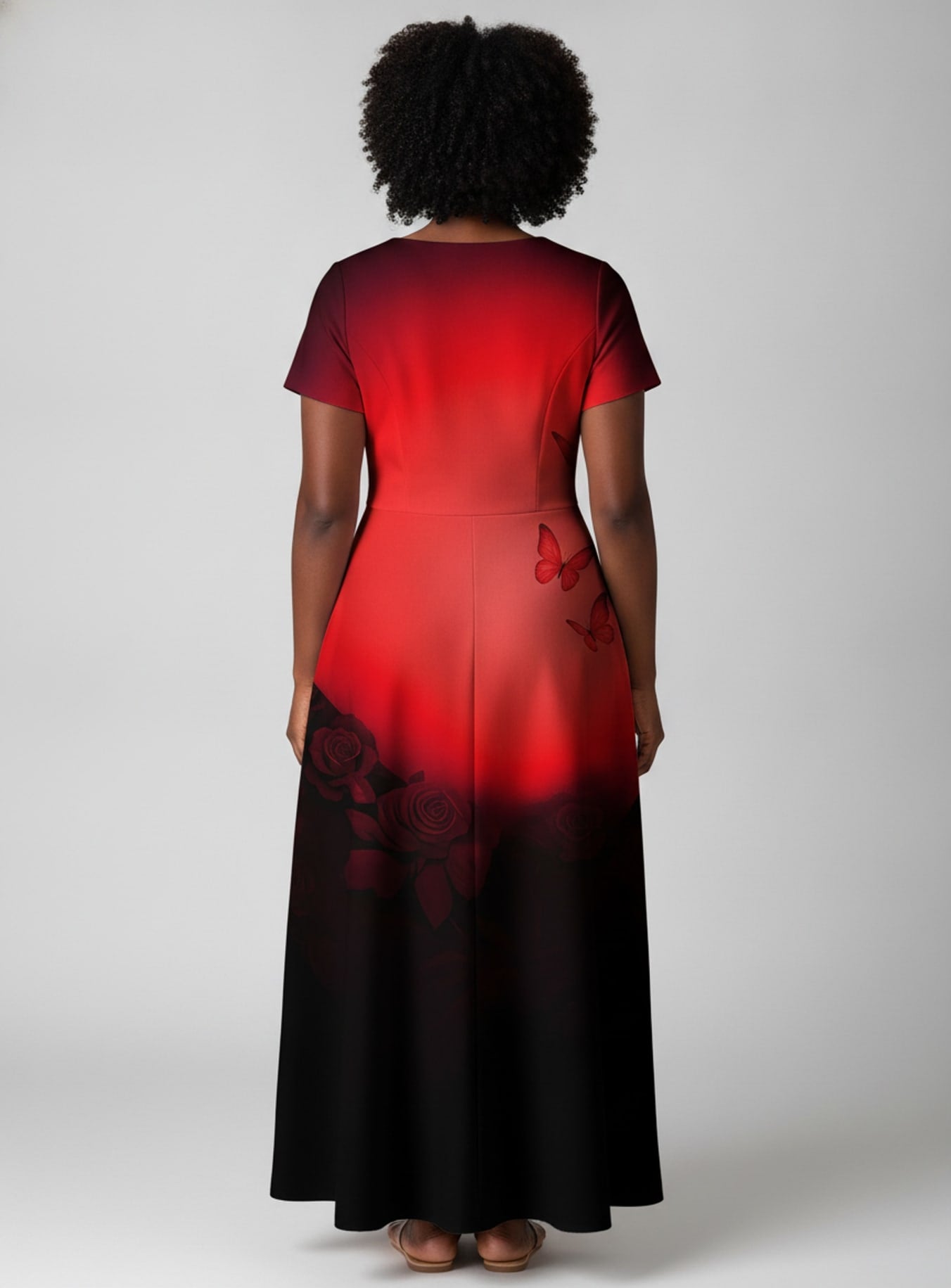 "Selah" Red" Short Sleeve Maxi Dress