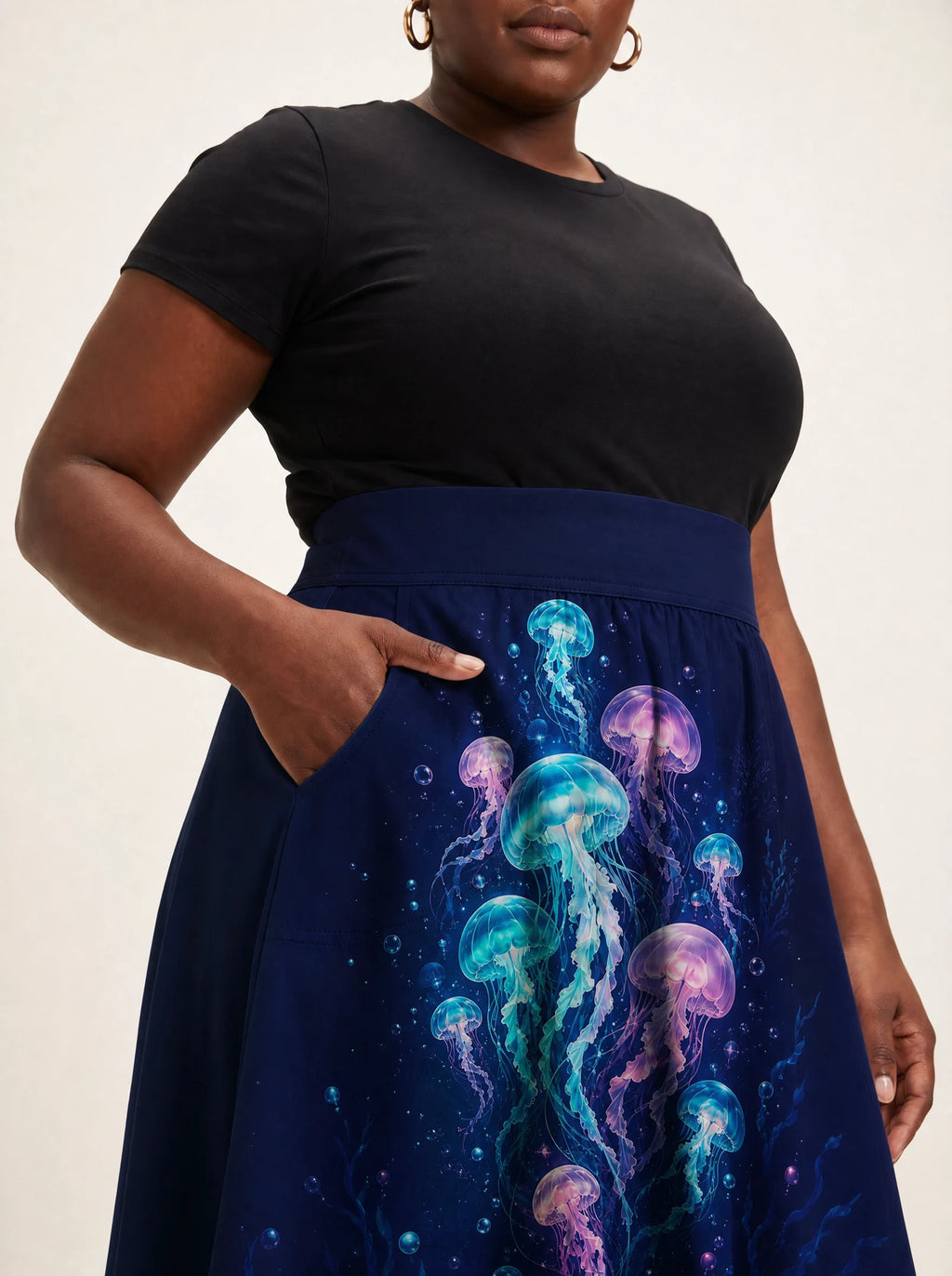 "Bahari" Twirl Skirt — close-up of the waistband and side pocket