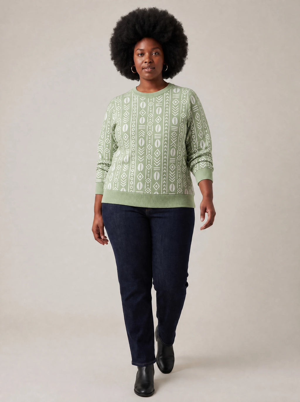 "Oshun Verde" Sweatshirt — three-quarter view on model