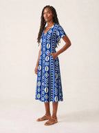 "Oshun Royal Blue" V Neck Midi Dress Promo