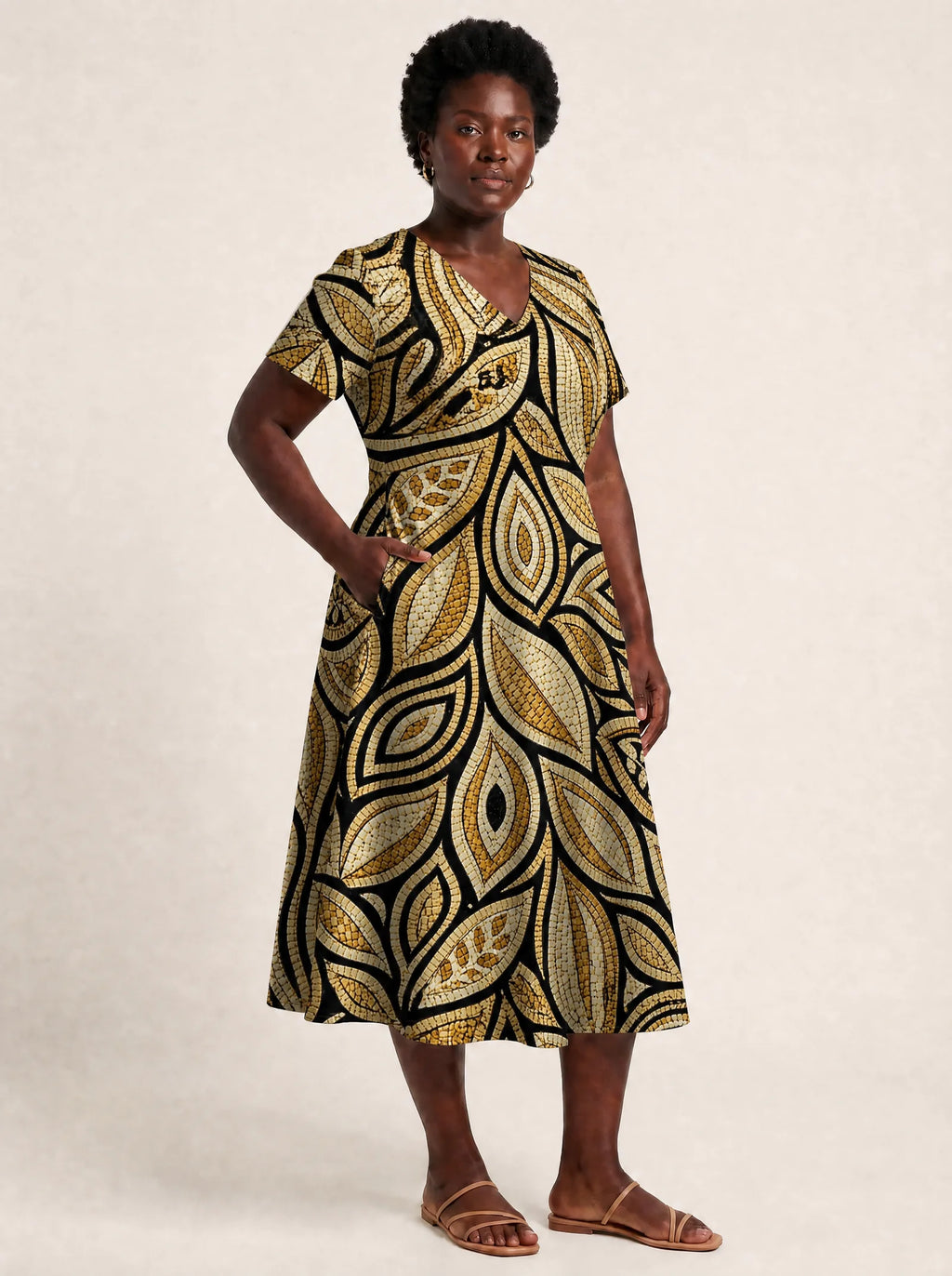"Ashanti" V Neck Midi Dress