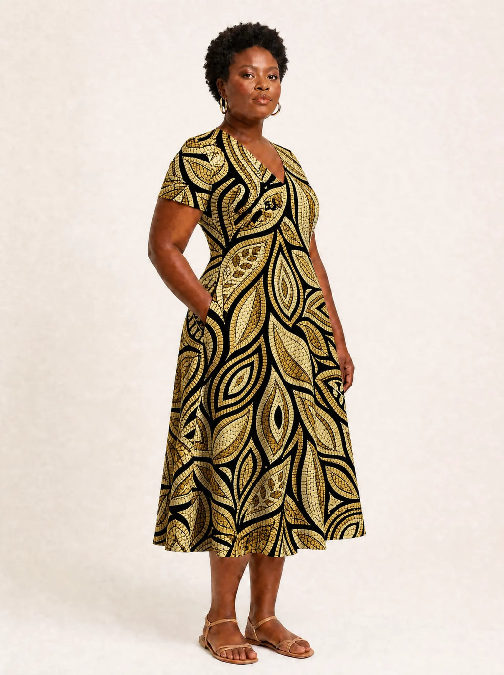"Ashanti" V Neck Midi Dress Promo