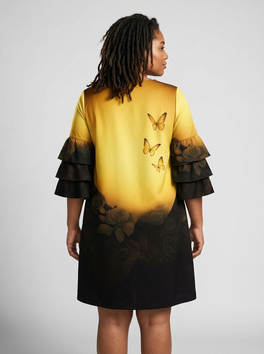 "Iyanu" Stacked Ruffle Sleeve Dress