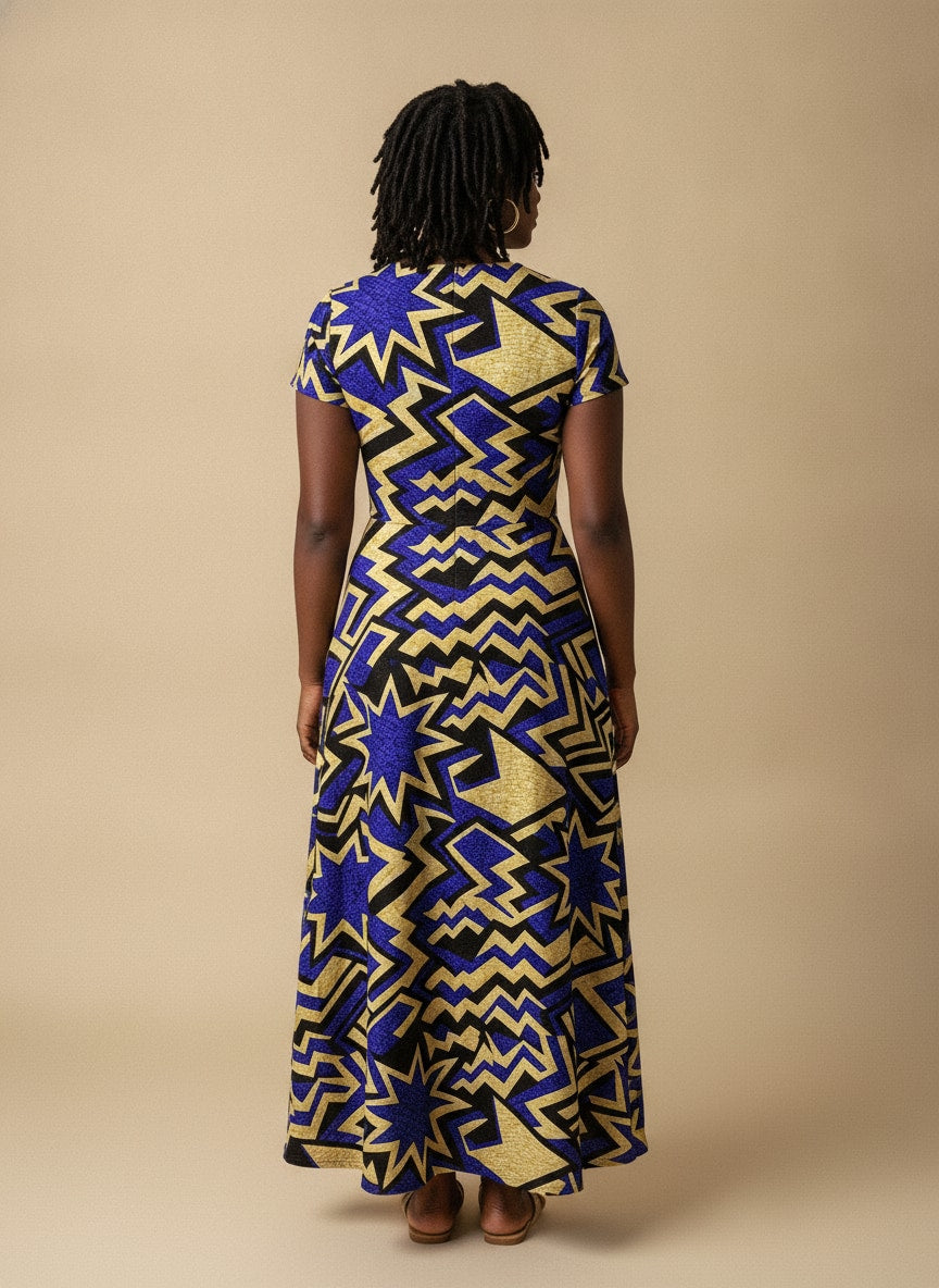 Royal Blue Sheba Short Sleeve Maxi Dress