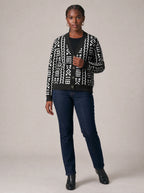 "Kuba" Cardigan — three-quarter view on model
