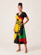 "Furaha" V Neck Midi Dress Promo
