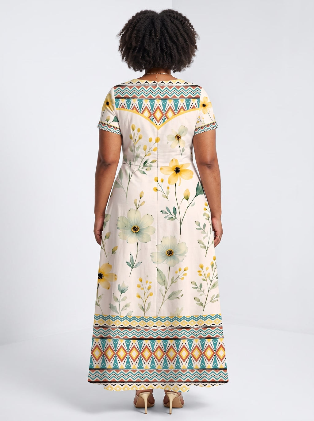 "Alizeti" Short Sleeve Maxi Dress