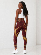 "August Girl Roses" Leggings — full body view on model