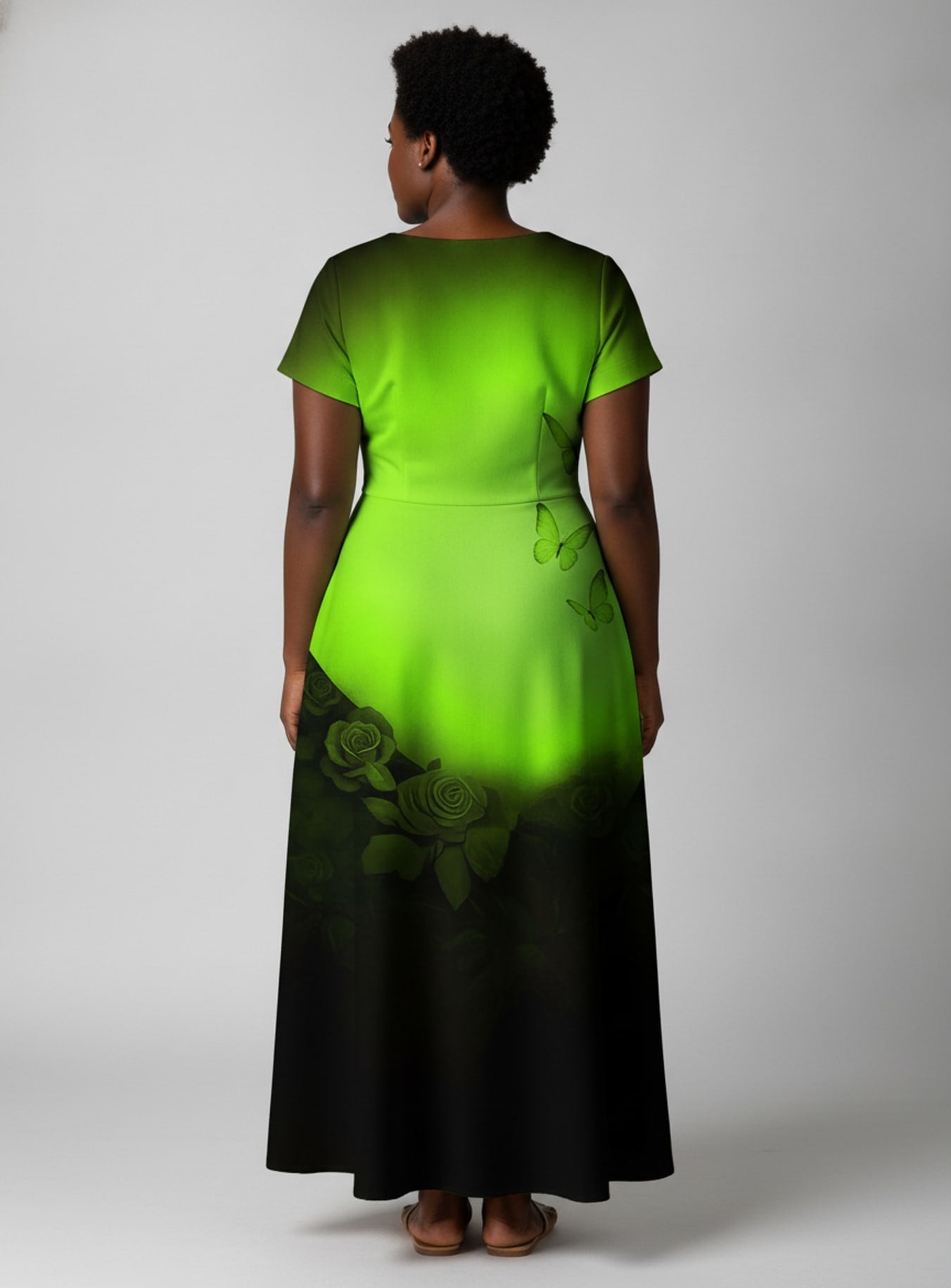 "Selah" Green" Short Sleeve Maxi Dress