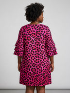 "Unstoppable" Pink Leopard Stacked Ruffle Sleeve Dress