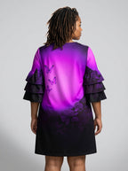 "Selah" Purple Stacked Ruffle Sleeve Dress