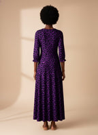 Purple Leopard Long Sleeve Maxi Dress