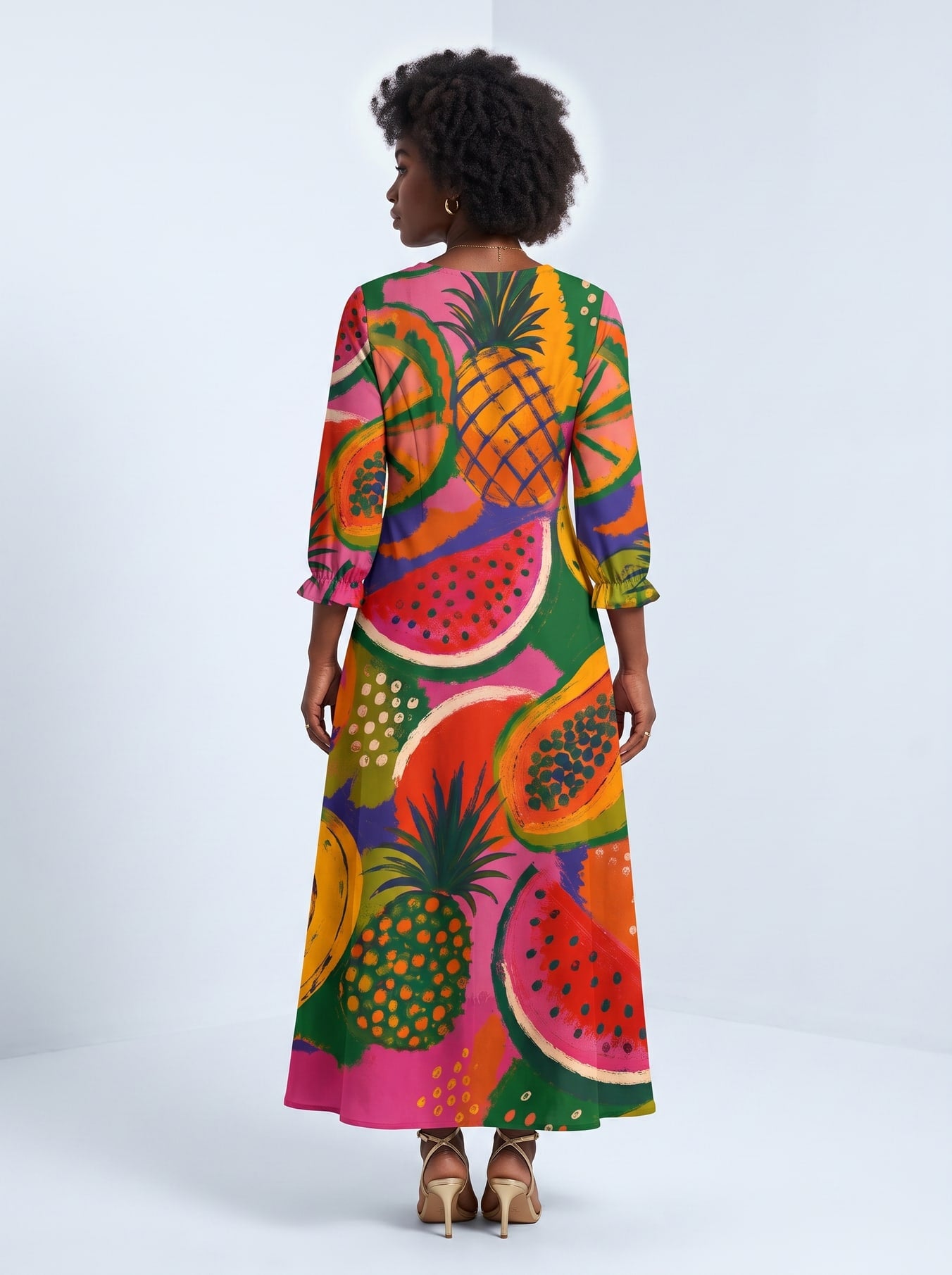 "Matunda" Long Sleeve Maxi Dress