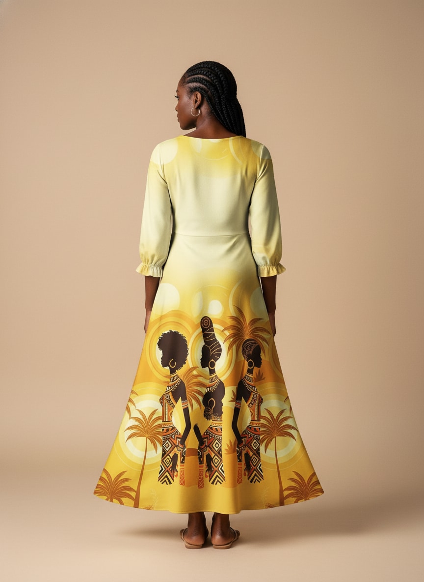 Ancestral Flame Long Sleeve Maxi Dress