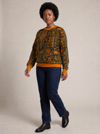 "Afrocentric Pattern" Sweatshirt — three-quarter view on model