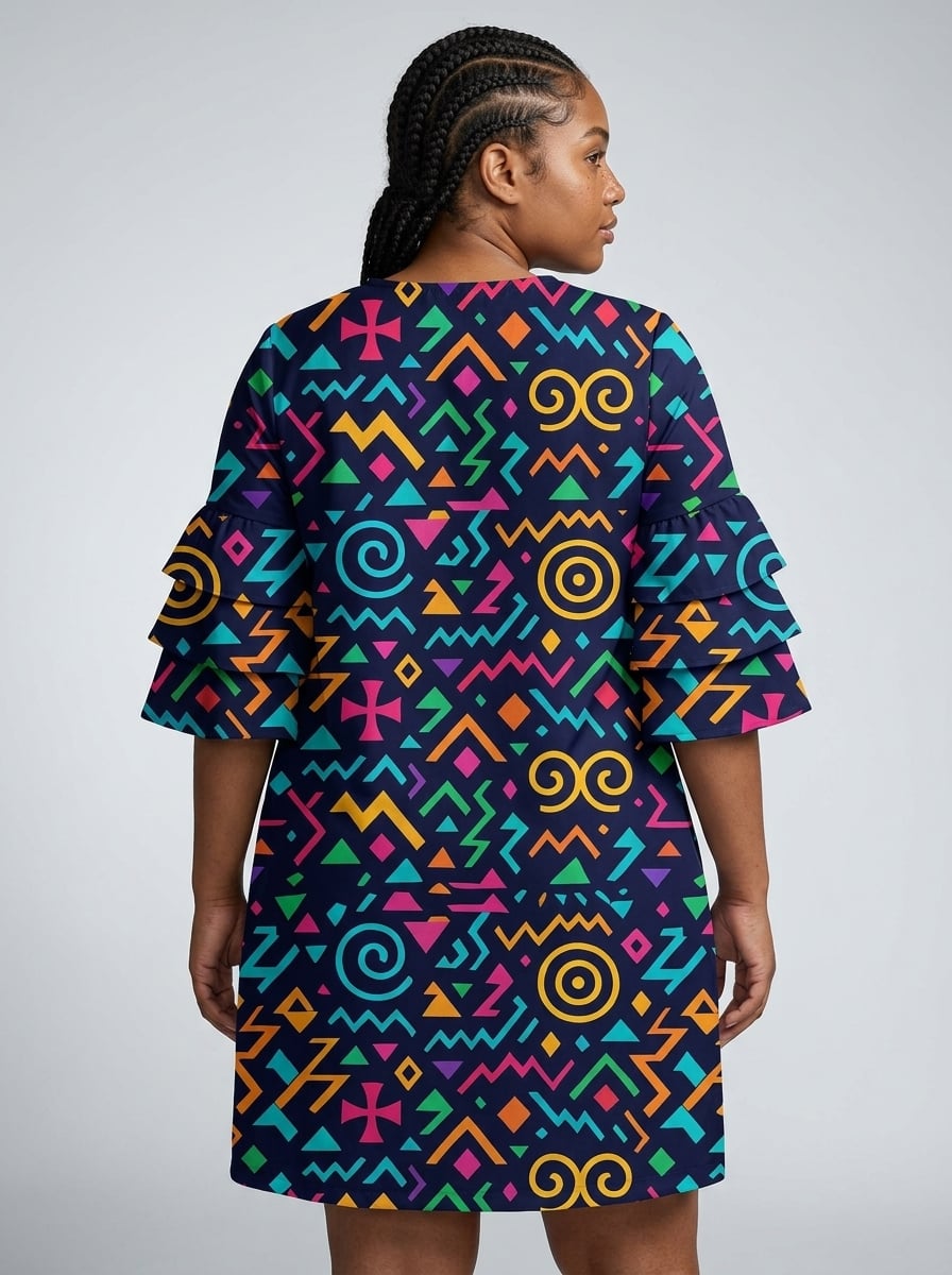 Ubuntu Stacked Ruffle Sleeve Dress