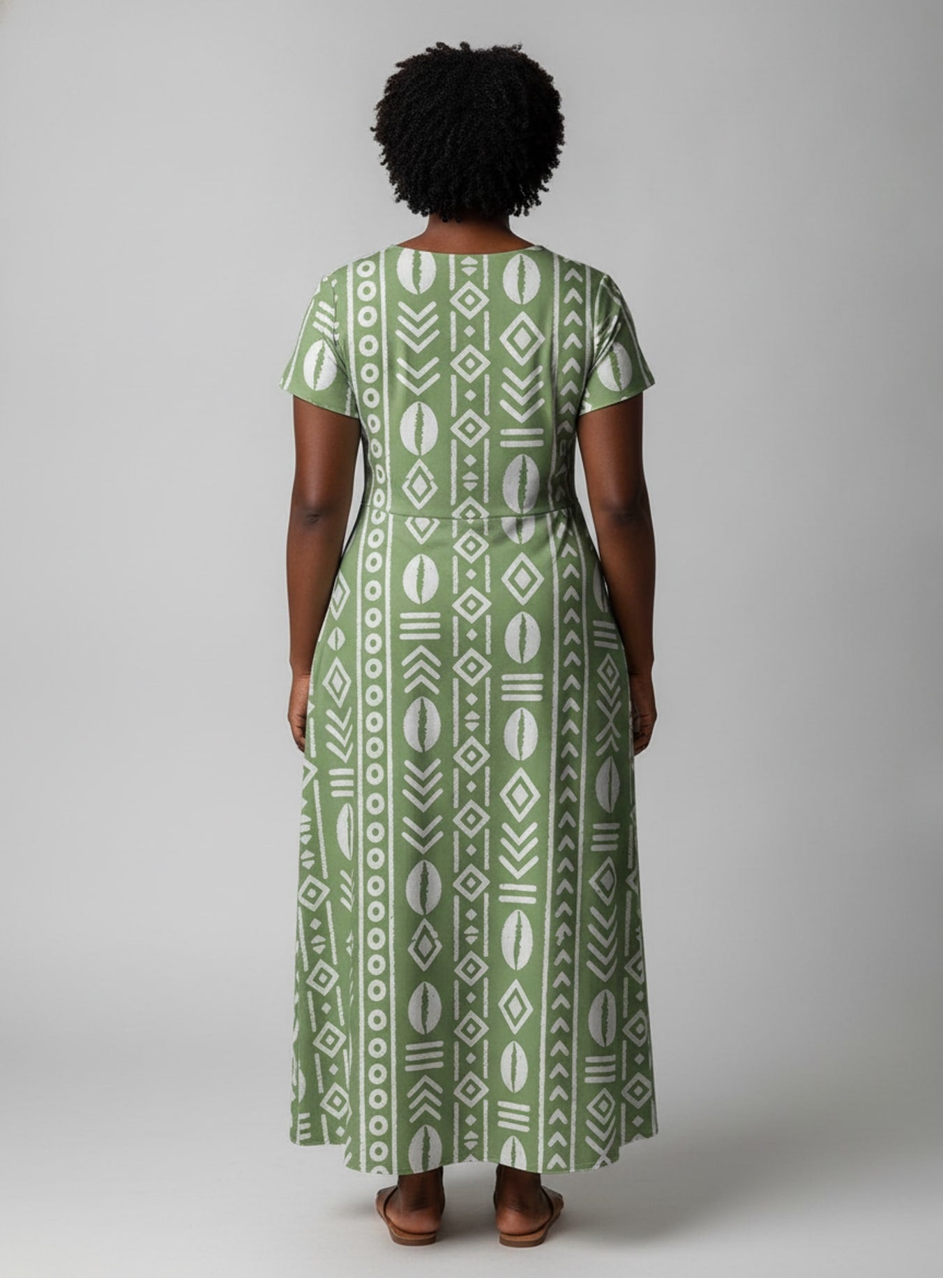 "Oshun Verde" Short Sleeve Maxi Dress