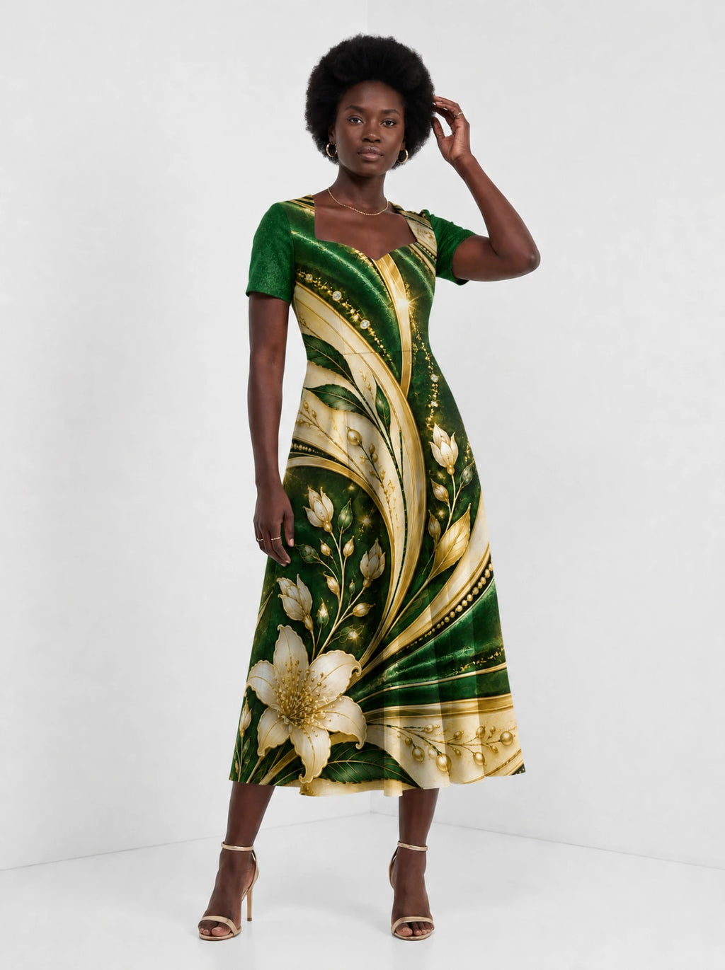 "Shanga" Sweetheart Midi Dress
