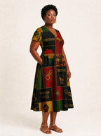 "Kumbuka" V Neck Midi Dress Promo