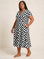 "Zamu" V Neck Midi Dress