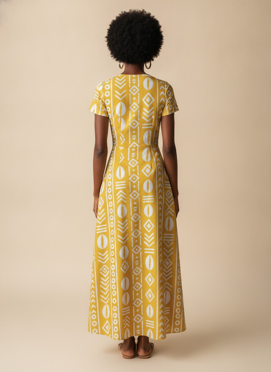 "Oshun Dhahabu" Short Sleeve Maxi Dress