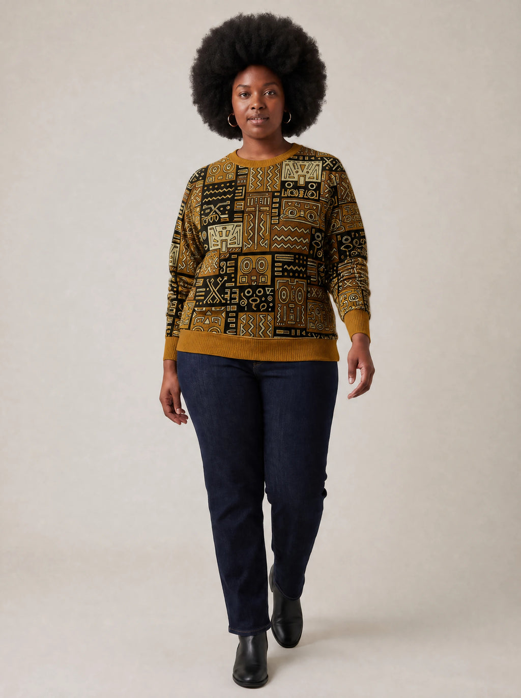 "Sankofa" Sweatshirt — three-quarter view on model