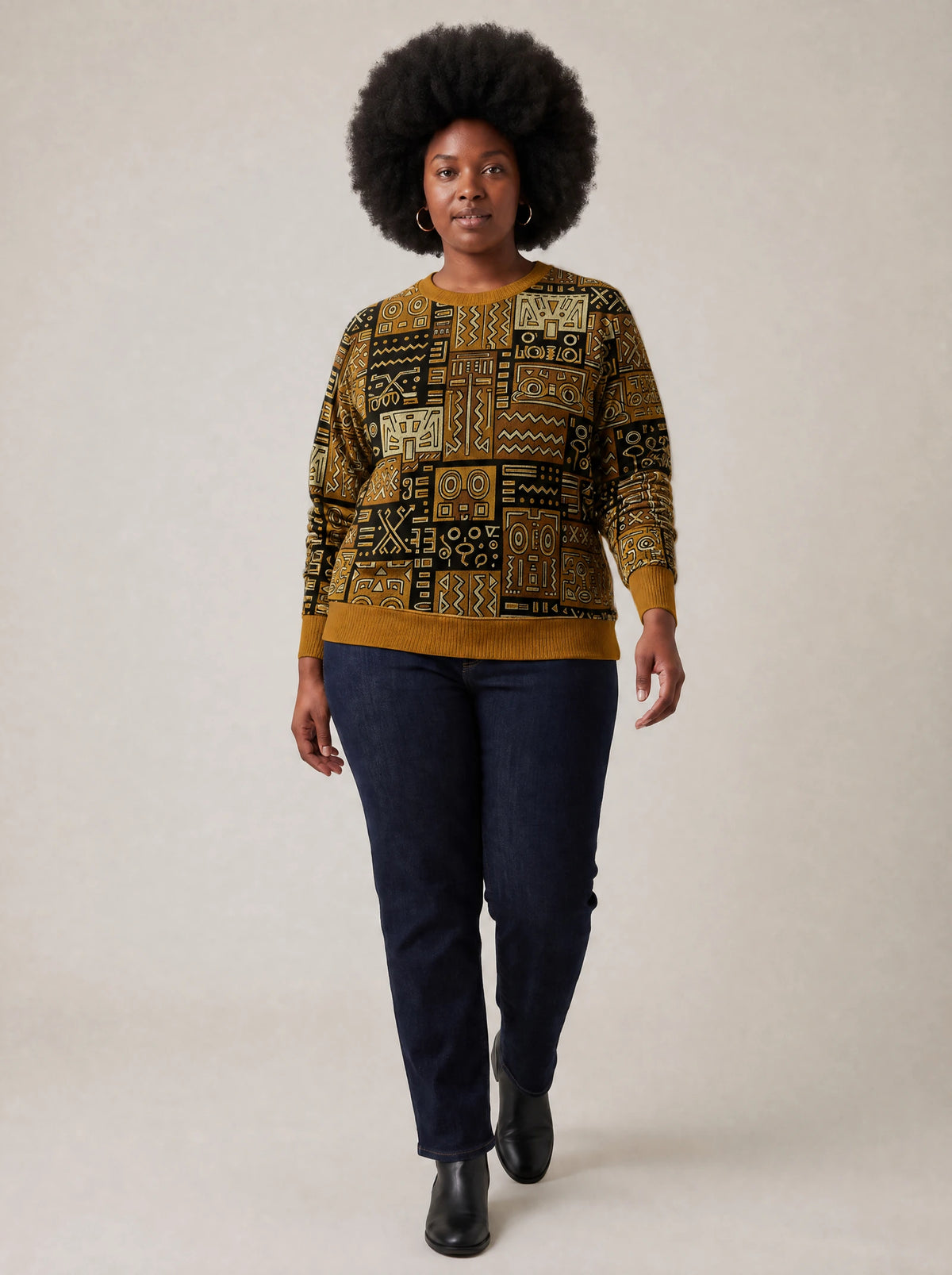 "Sankofa" Sweatshirt — three-quarter view on model