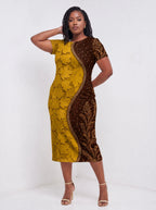 "Msimu" Sweetheart Midi Dress — three-quarter view on model