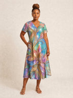 "Almasi" V Neck Midi Dress