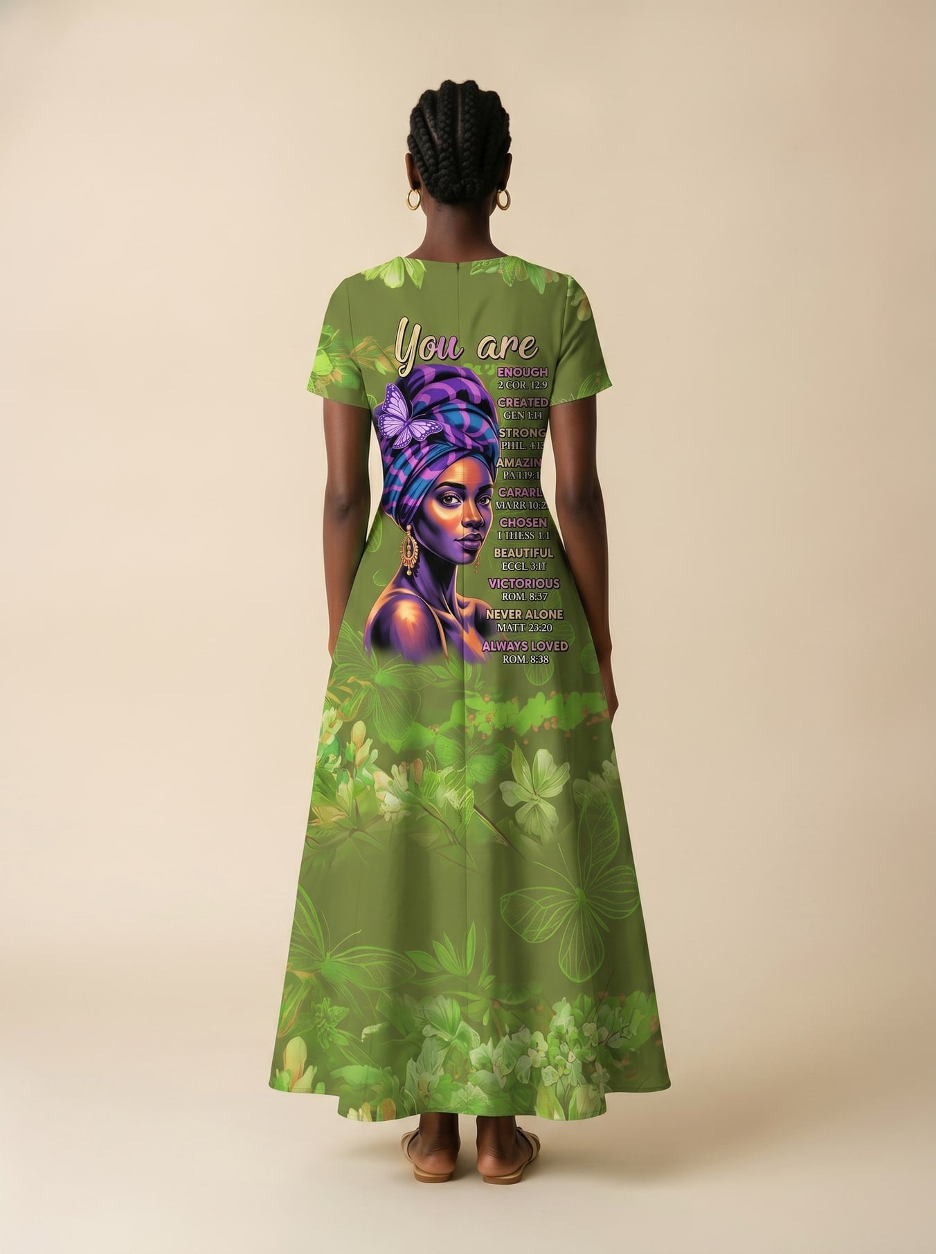Green Orchid Short Sleeve Maxi Dress