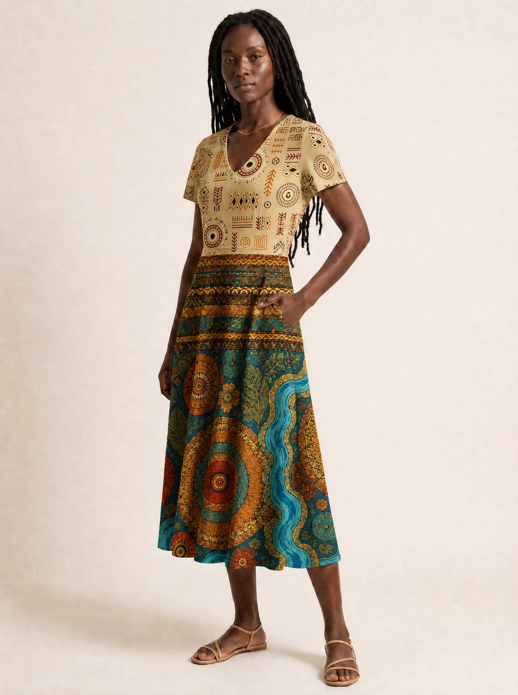 "Mto" V Neck Midi Dress