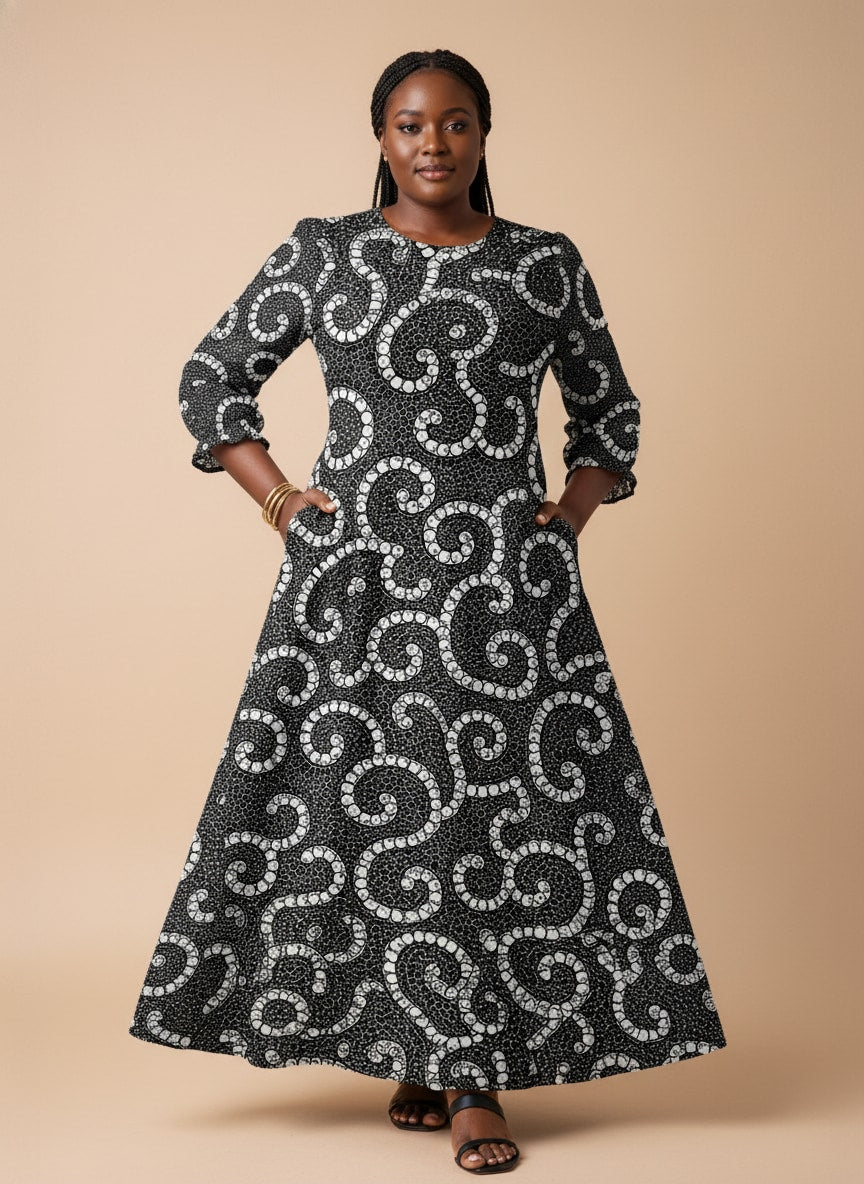 "Duara" Long Sleeve Maxi Dress