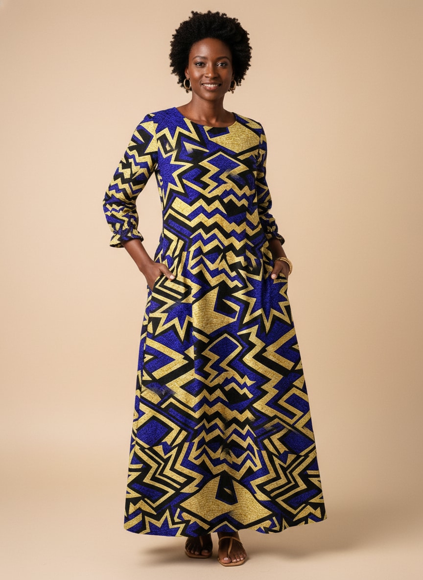 Royal Blue Sheba Long Sleeve Maxi Dress