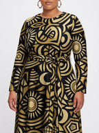 "Sahara" Viscose Midi Dress — close-up of the tie sash and the in-seam side pocket