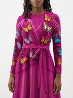 "Kipepeo" Long Sleeve Midaxi Dress — standing, angled view on model