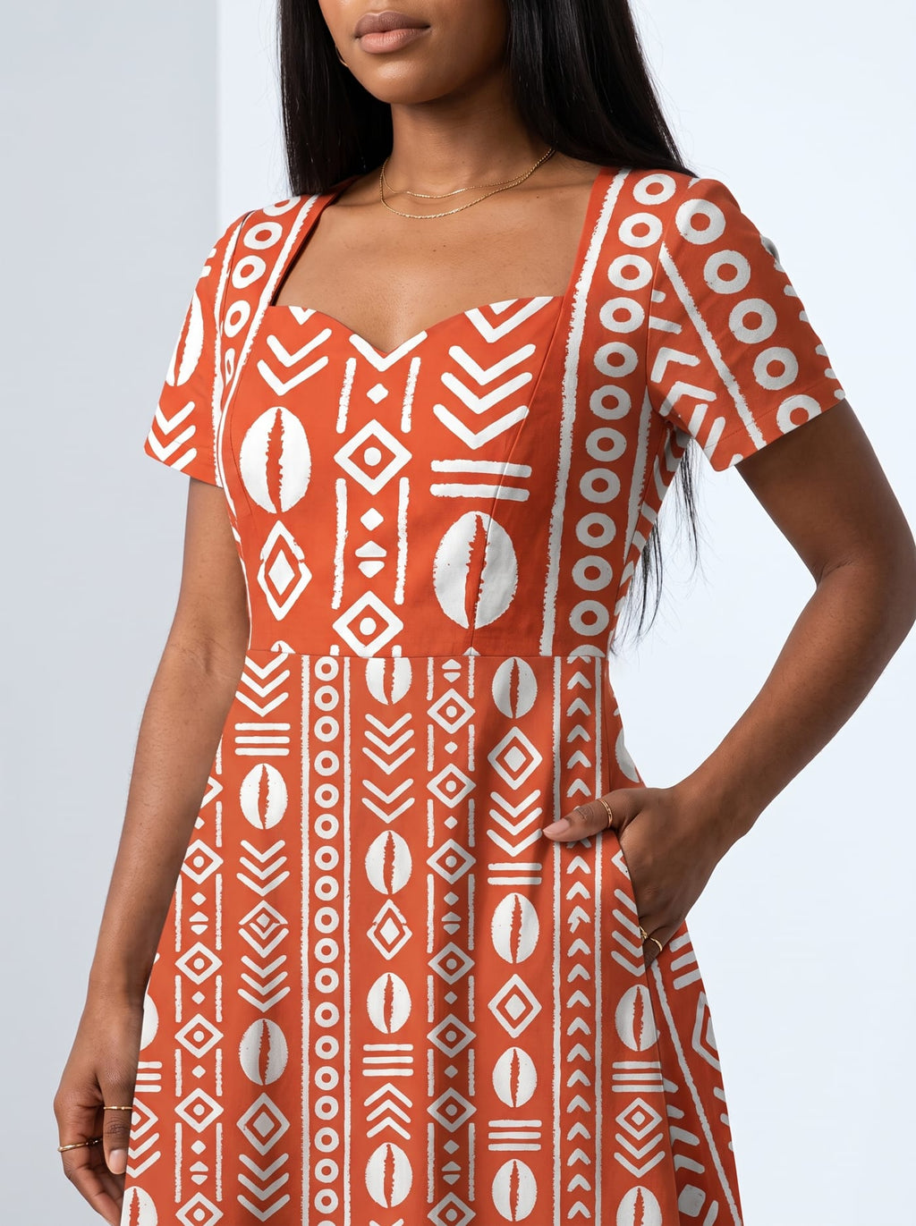 "Oshun Kijani" Sweetheart Midi Dress