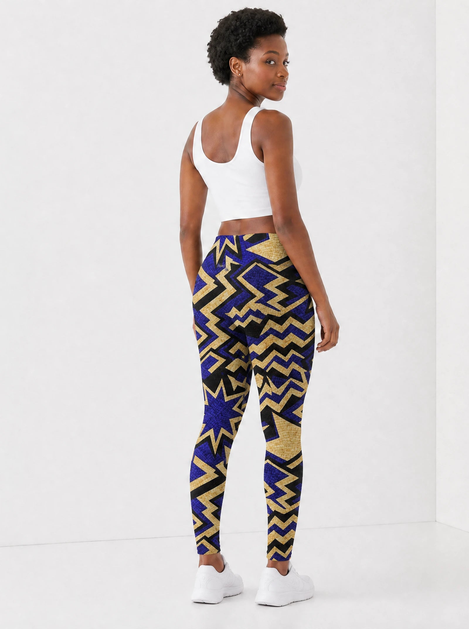 Royal Blue Sheba Leggings — back view on model
