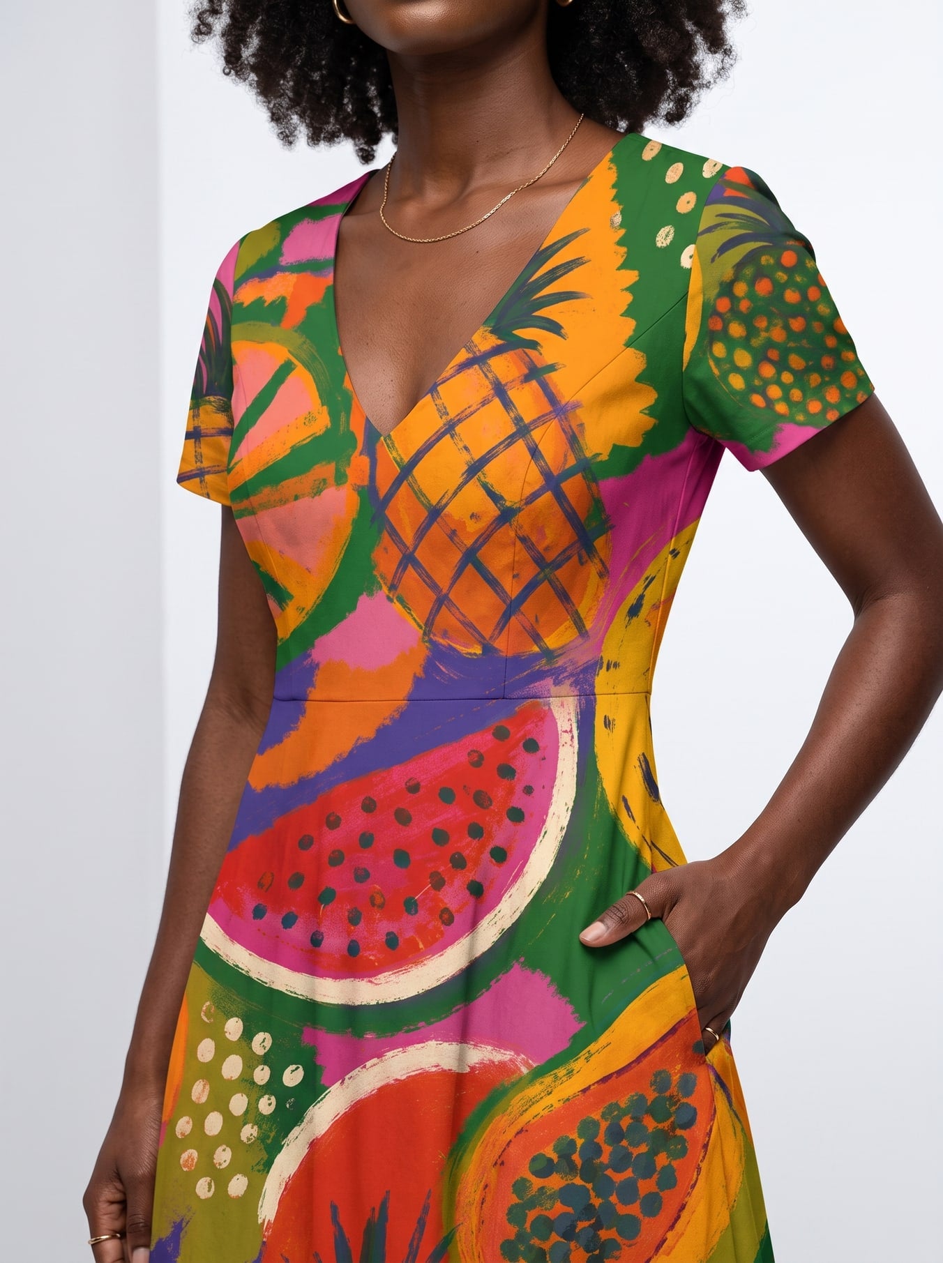 "Matunda" Short Sleeve Maxi Dress