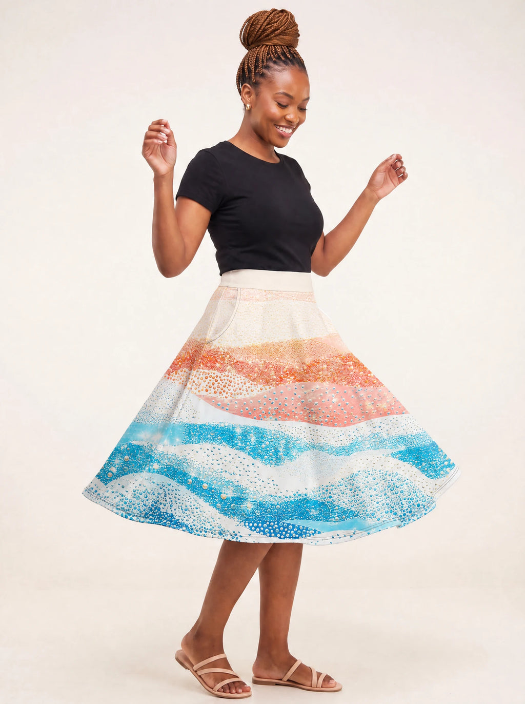"Maji" Twirl Skirt — full length on model