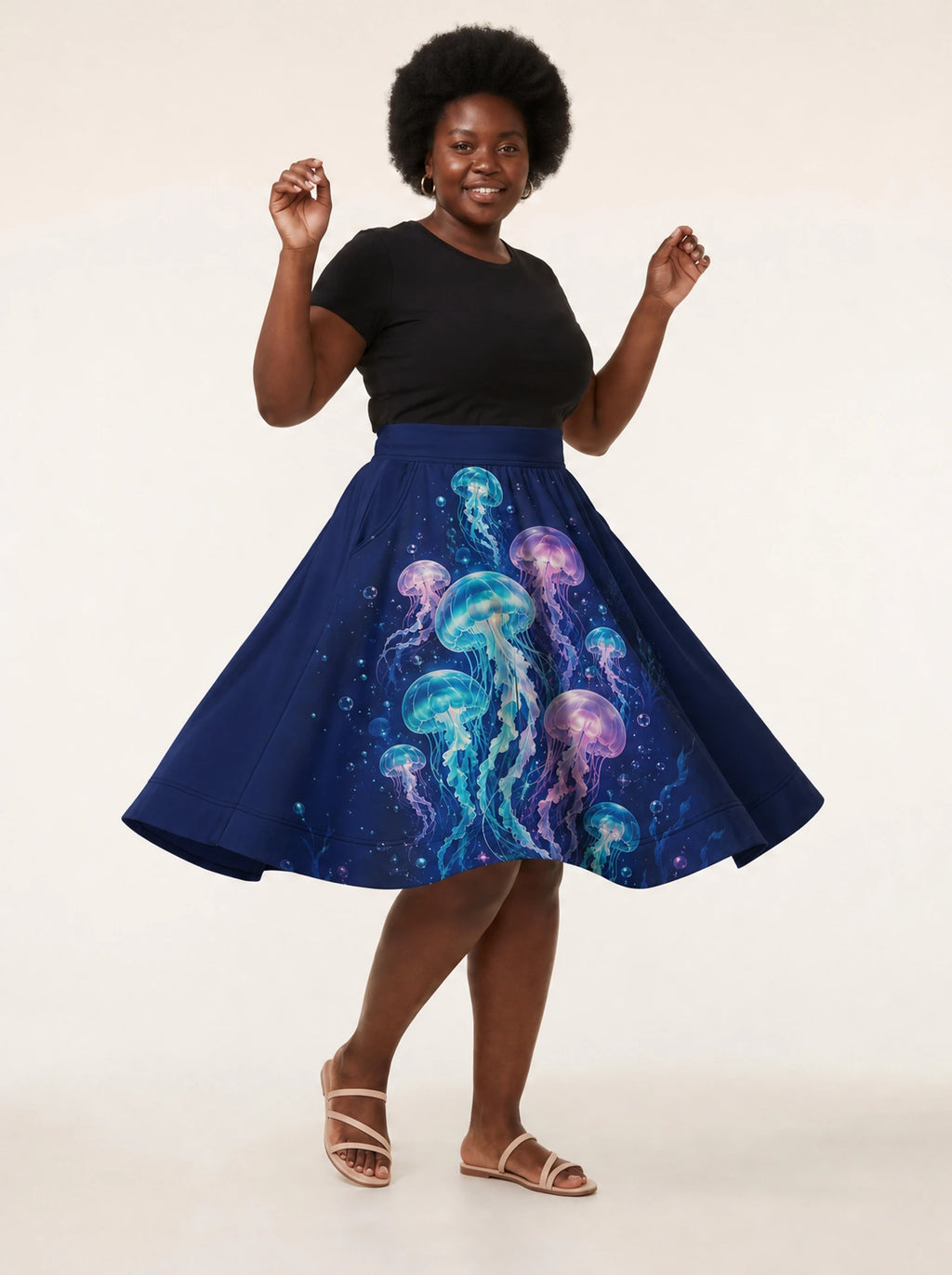 "Bahari" Twirl Skirt — twirling, skirt flared out